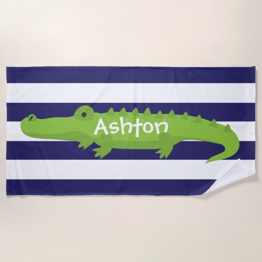 Rugby Stripes Alligator Gepersonaliseerde strandla Strandlaken (Voorkant)
