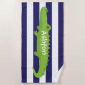 Rugby Stripes Alligator Gepersonaliseerde strandla Strandlaken (Voorkant)