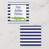 Rugby Stripes Alligator Gift Enclosure Kaarten Notitiekaartje (Voorkant / Achterkant)