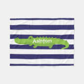 Rugby Stripes Alligator Personaliseer Fleece Deken (Voorkant (Horizontaal))