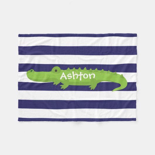 Rugby Stripes Alligator Personaliseer Fleece Deken (Voorkant (Horizontaal))