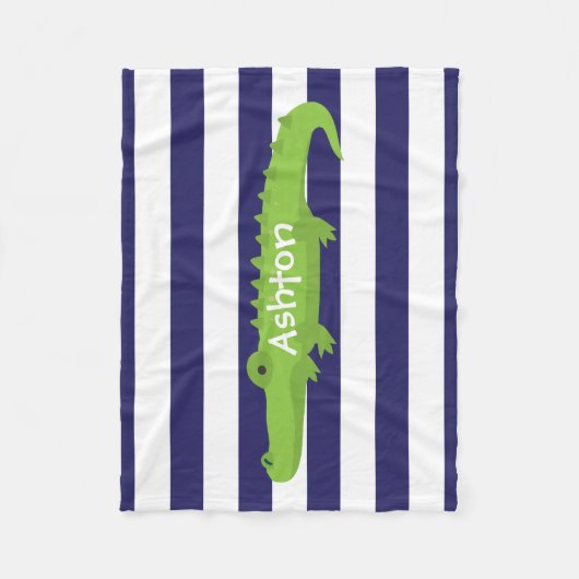 Rugby Stripes Alligator Personaliseer Fleece Deken (Voorkant)