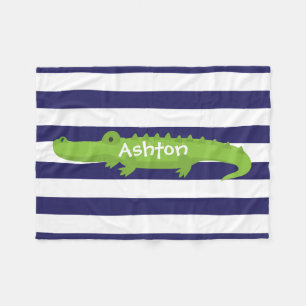 Rugby Stripes Alligator Personaliseert griesbundel Fleece Deken
