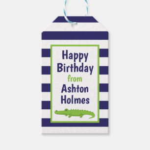 Rugby Stripes Alligator Personalized Gift Labels Cadeaulabel