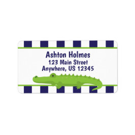 Rugby Stripes Alligator Return Address Labels