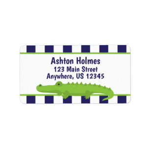Rugby Stripes Alligator Return Address Labels