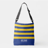 Rugby Stripes Eenvoudig Monogram - Marine en Geel Crossbody Tas (Voorkant)