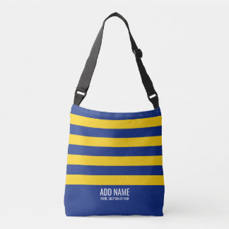 Rugby Stripes Eenvoudig Monogram - Marine en Geel Crossbody Tas