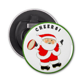 Rugby-studenten die met kerstmis stoppen button flesopener