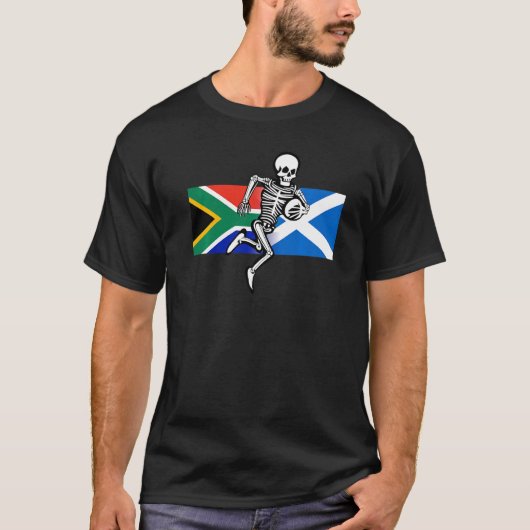 Rugby supporter SA & Scotland flags & botten T-shirt (Voorkant)