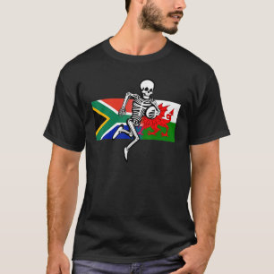 Rugby supporter SA & Wales flags & botten T-shirt