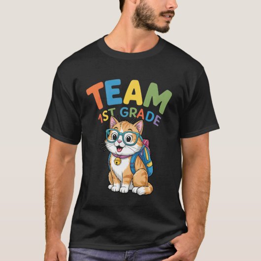 Rugby terug naar school kat T-shirts Team 1e klas (Voorkant)