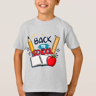 Rugby terug naar school potlood liniaal appel boek t-shirt