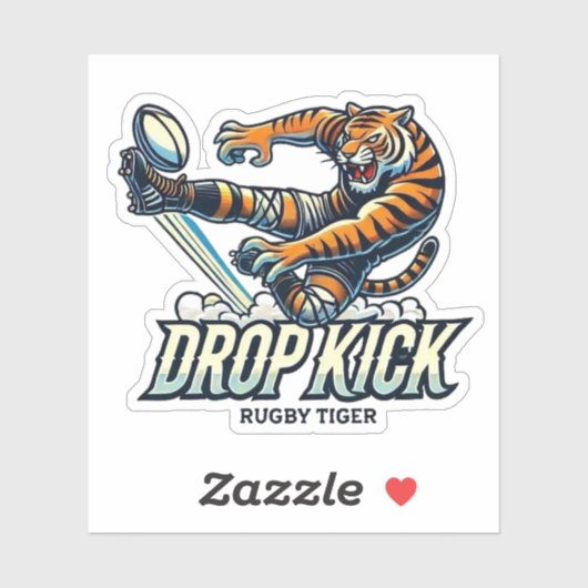 Rugby Tiger Drop Kick Sticker (Vel)