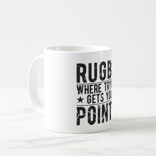 Rugby Trying Gets you points - Funny Rugby Gift Koffiemok (Voorkant links)