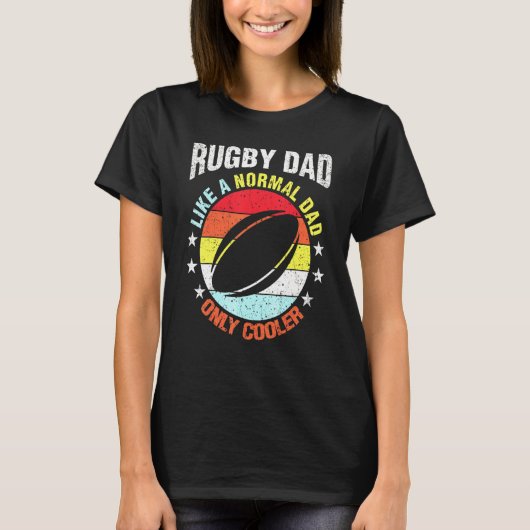 Rugby vader als een gewone vader voor hem t-shirt (Voorkant)