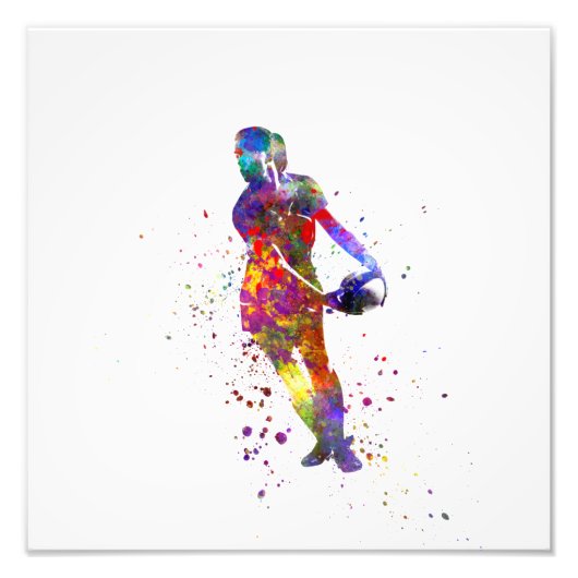Rugby voor vrouwen in waterverf foto afdruk (Voorkant)