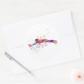 Rugby voor vrouwen in waterverf ronde sticker (Envelop)