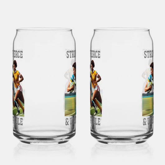 Rugby Vrouwen Spelers Gedrukt 16oz Can Bril Blikvorm Glas (Links)