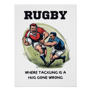Rugby waar aanpakken een knuffel is die verkeerd i perfect poster