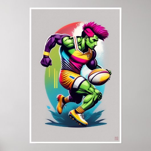 Rugby Warrior Art Print (Voorkant)
