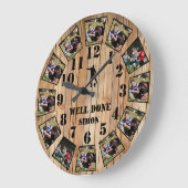 Rugby Wooden Effect Personalise Photo Collage Larg Grote Klok (Hoek)
