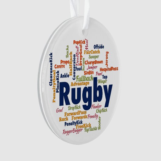Rugby Word Cloud Ornament (voorkant)