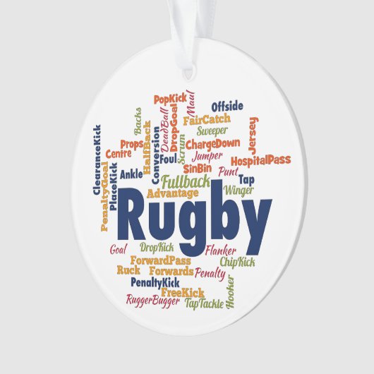 Rugby Word Cloud Ornament (voorkant)