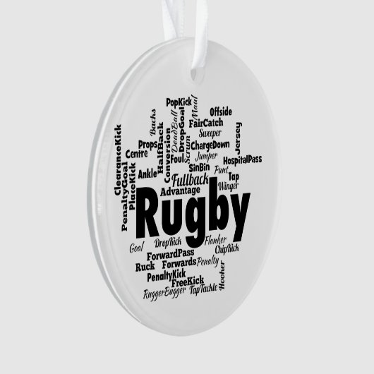 Rugby Word Cloud Ornament (voorkant)