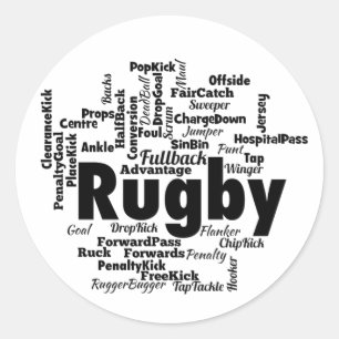 Rugby Word Cloud Ronde Sticker