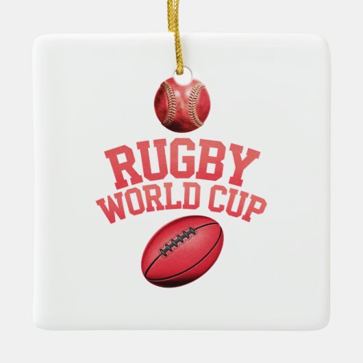 Rugby World Cup Logo met verkeerde balplaatsing Keramisch Ornament (Voorkant)