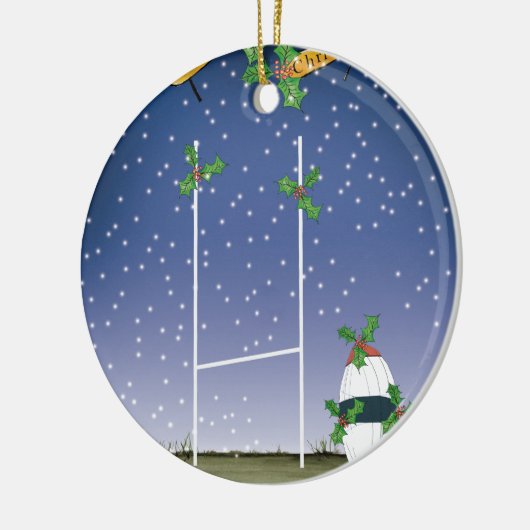 rugby xmas keramisch ornament (Links)