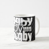 Rugby; Zwarte en donkergrijze strepen Koffiemok (Voorkant rechts)