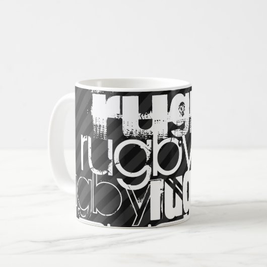 Rugby; Zwarte en donkergrijze strepen Koffiemok (Voorkant links)