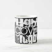 Rugby; Zwarte en donkergrijze strepen Koffiemok (Center)