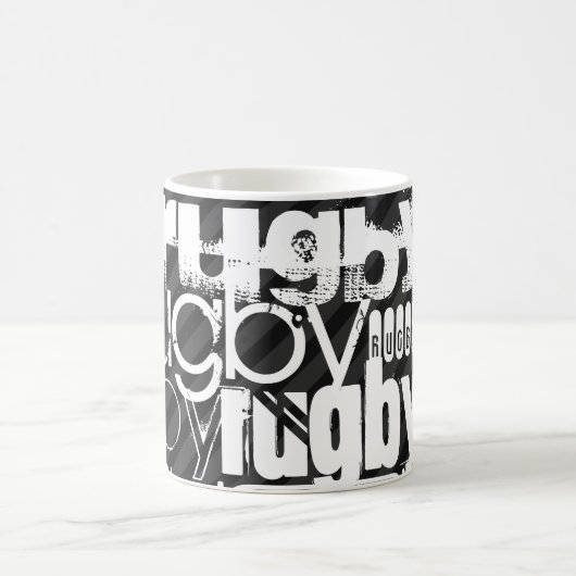 Rugby; Zwarte en donkergrijze strepen Koffiemok (Center)