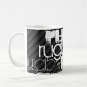 Rugby; Zwarte en donkergrijze strepen Koffiemok (Links)