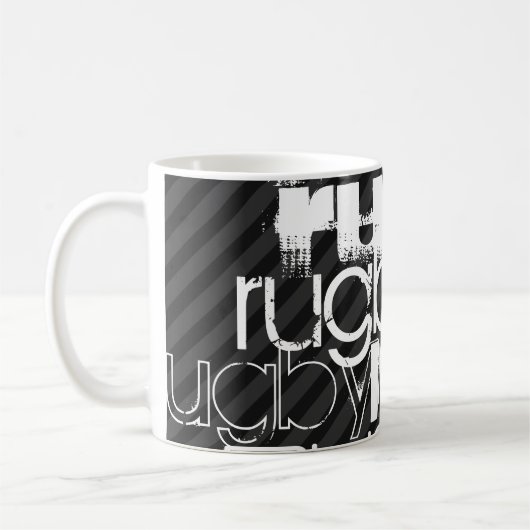 Rugby; Zwarte en donkergrijze strepen Koffiemok (Links)
