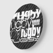 Rugby; zwarte en donkergrijze strepjes grote klok (Hoek)