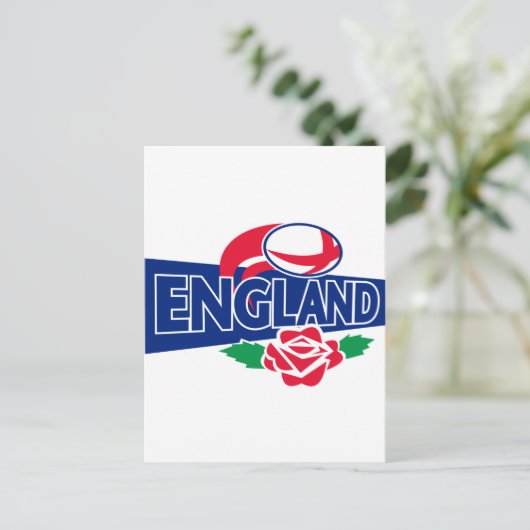 rugbybal engeland roos briefkaart (Staand voorkant)