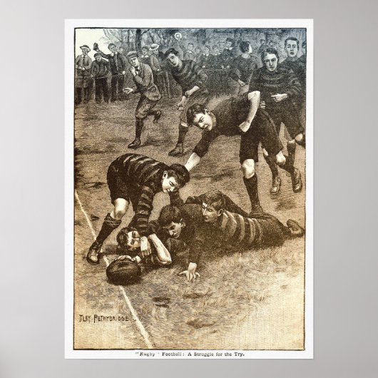  rugbyprint uit 1900 poster (Voorkant)