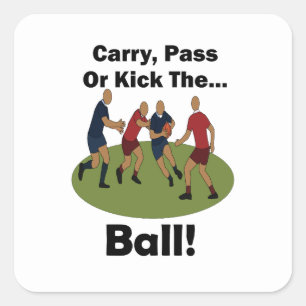 Rugbyspeler Draag Pas of Trap de Bal Feest Vierkante Sticker