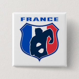 rugbyspeler frans franse vlagschild vierkante button 5,1 cm