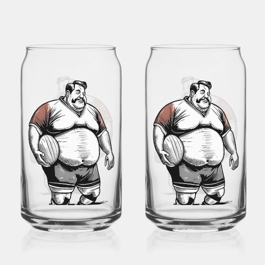 Rugbyspeler Gedrukt 16oz Kan Bril Blikvorm Glas (Achterkant)