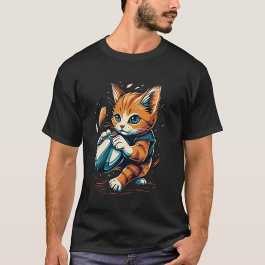 Rugbyspeler Kat over Rugby T-shirt (Voorkant)