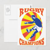rugbyspeler met kogelretro-stijl briefkaart (Voorkant / Achterkant)