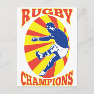 rugbyspeler met kogelretro-stijl briefkaart