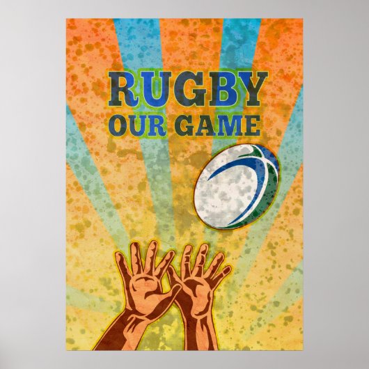rugbyspeler pakt bal aan poster (Voorkant)