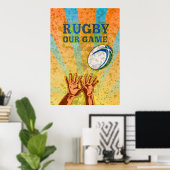 rugbyspeler pakt bal aan poster (Thuiskantoor)