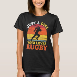 Rugbyspeler Vintage Gewoon Een Meisje Dat Van Rugb T-shirt